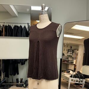 Brown Pleat Knit Tank Top
